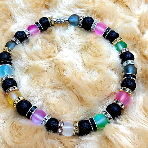 Pulsera de aromaterapia de roca de lava, accesorio adornado con piedra lunar calmante, joyería difusora de aceites esenciales, regalo terapéutico hecho a mano