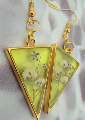 Bright Yellow Flower Earrings, Spring Flower Dangle, Nature-Inspired Accessory