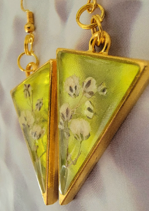 Bright Yellow Flower Earrings, Spring Flower Dangle, Nature-Inspired Accessory