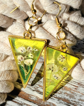 Bright Yellow Flower Earrings, Spring Flower Dangle, Nature-Inspired Accessory