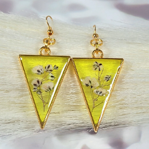 Bright Yellow Flower Earrings, Spring Flower Dangle, Nature-Inspired Accessory