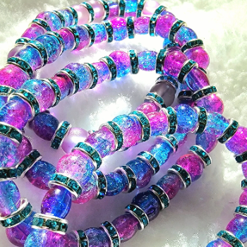 Pulsera Springtime Bliss, joyería festiva del arco iris, elegante joyería de piedra lunar con cuentas de hielo rosa y azul, diseño de cristal elegante, diseño de alta calidad 