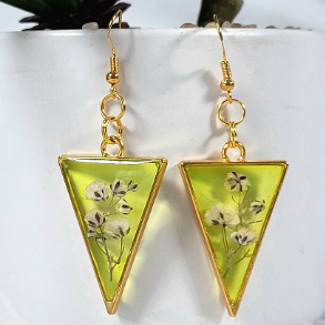 Bright Yellow Flower Earrings, Spring Flower Dangle, Nature-Inspired Accessory