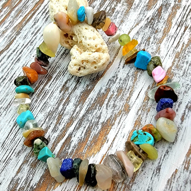 Crystal Chip Stone Bracelet, Meditation Jewelry