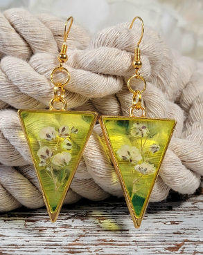 Bright Yellow Flower Earrings, Spring Flower Dangle, Nature-Inspired Accessory