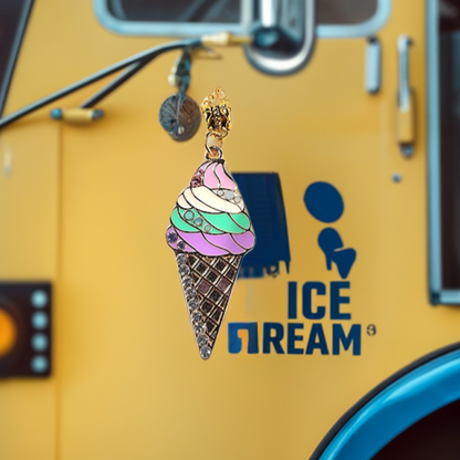 Sweet Treat Waffle Cone Necklace, Colorful Pendant for Kids