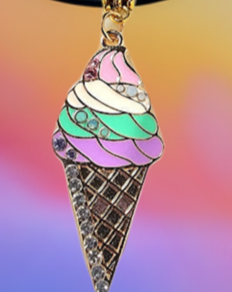 Sweet Treat Waffle Cone Necklace, Colorful Pendant for Kids