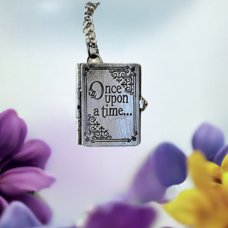 Collar de libro de cuento de hadas en miniatura, medallón de libro de cuentos, diario con páginas reales, colgante caprichoso, regalo para entusiastas literarios, inspirado en la novela