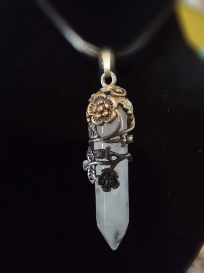 Antique Silver-Capped Crystal Necklace, For Wellbeing & Luck