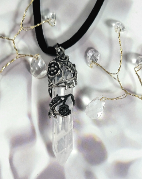 Antique Silver-Capped Crystal Necklace, For Wellbeing & Luck