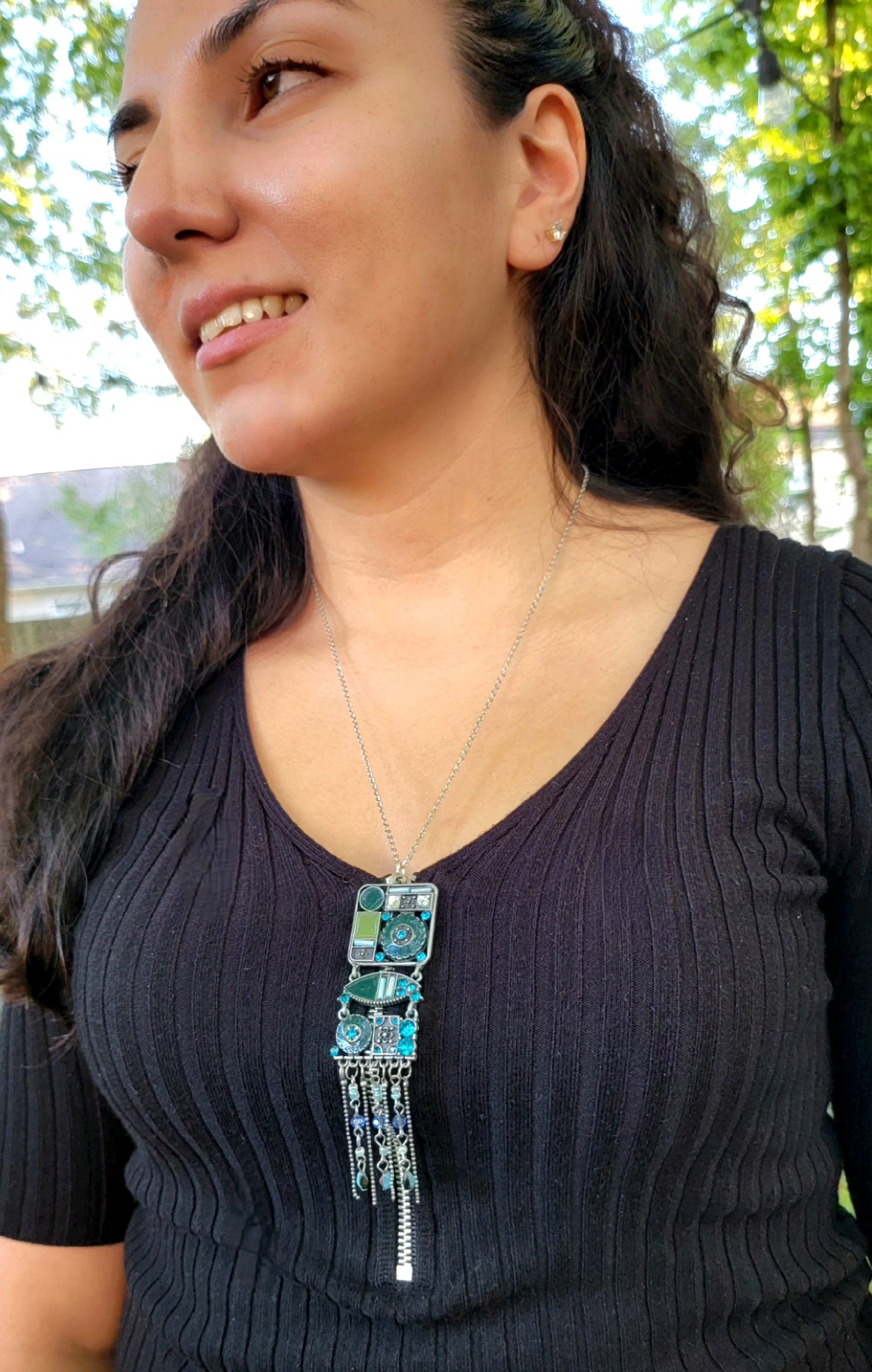 Cascading Silver & Turquoise Tassel Necklace