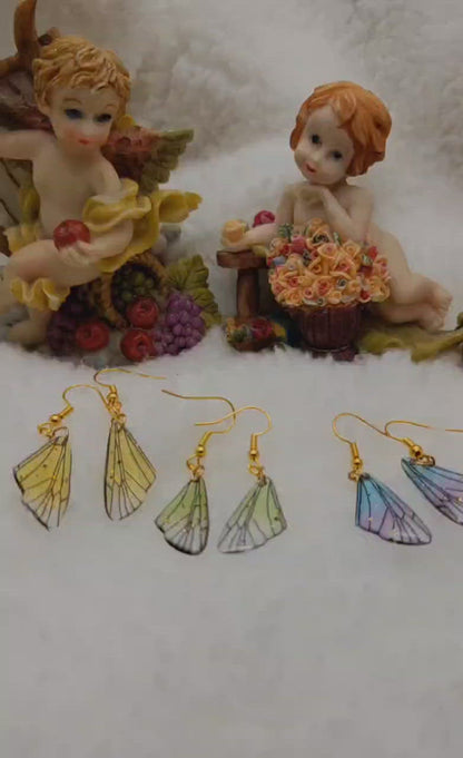 Translucent Half Butterfly Wing Earring, Ethereal Dangles, Whimsical Winged Jewelry for Nature Lovers, Vibrant & Elegant Pendant