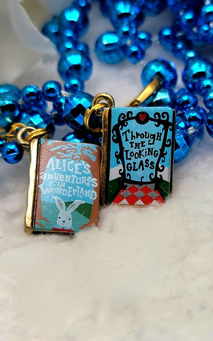 Alice in Wonderland Book Mismatched Earring, Whimsical Jewelry for Kids