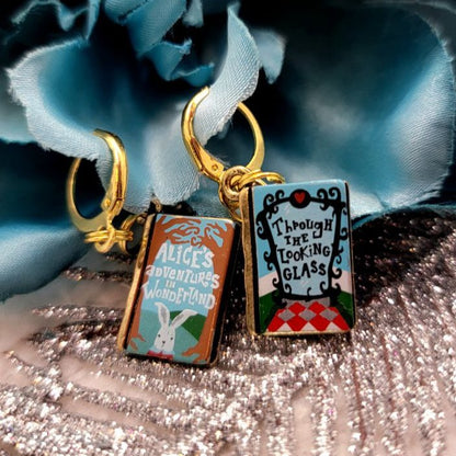 Alice in Wonderland Book Mismatched Earring, Whimsical Jewelry for Kids