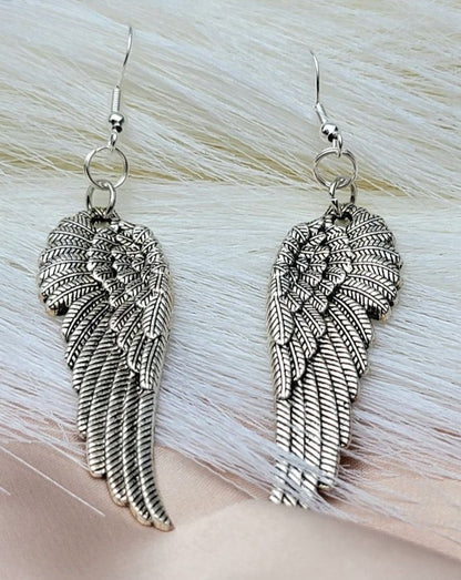 Trendy Angelic Wing Earrings, Vintage-Inspired Dangle, Lightweight Inspirational Jewelry, Spiritual Fashion, Divine Guardian Angel Charm