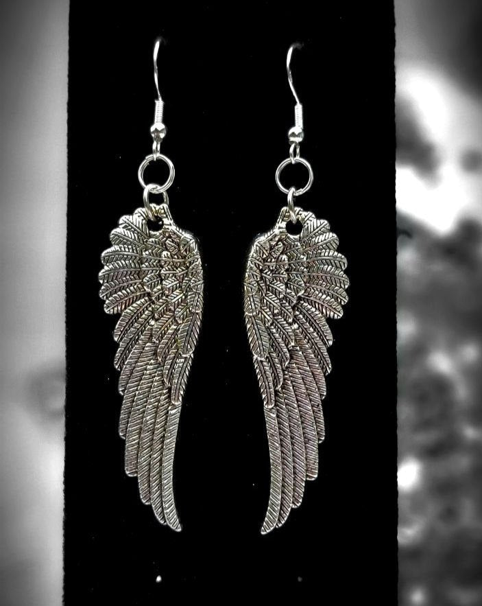 Trendy Angelic Wing Earrings, Vintage-Inspired Dangle, Lightweight Inspirational Jewelry, Spiritual Fashion, Divine Guardian Angel Charm