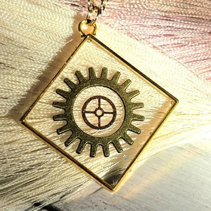 Custom-Made Steampunk Wheel Gear Necklace, Industrial Style Jewelry for Men & Women