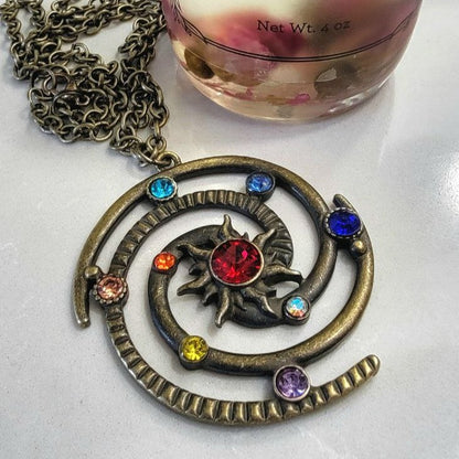 Celestial Rhinestone Solar System Necklace, Galaxy-Inspired Jewelry