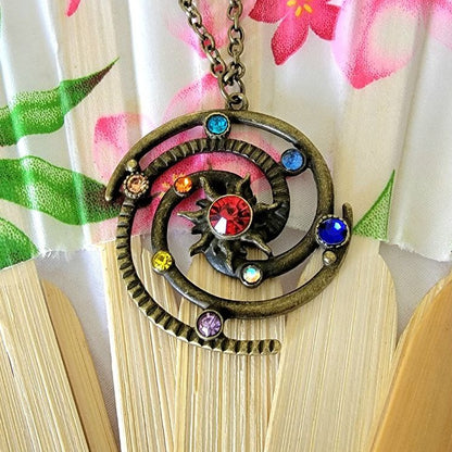 Celestial Rhinestone Solar System Necklace, Galaxy-Inspired Jewelry