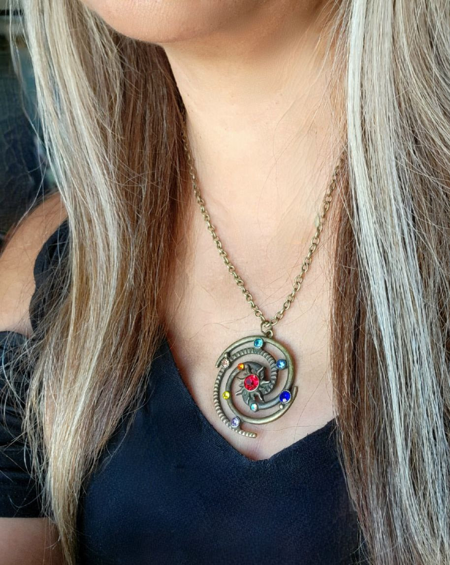 Celestial Rhinestone Solar System Necklace, Galaxy-Inspired Jewelry