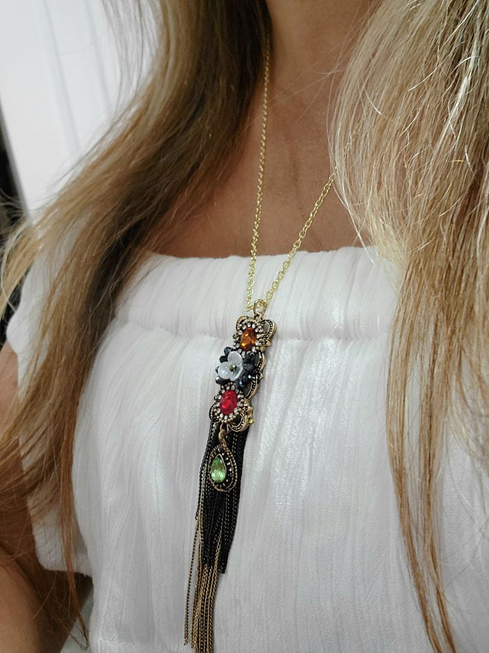 Elegant Long Gold Tassel Necklace, Vintage Inspired Design Chain, Classy Wedding Accessory