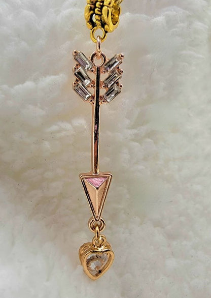 Rose Gold Arrow & Gold Heart Necklace, Cupid Jewelry, Romantic Symbol Pendant