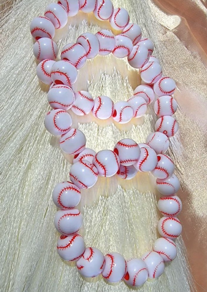 Pulsera elástica con cuentas de béisbol, accesorio para mamá deportiva, regalos atléticos, joyas de espíritu de equipo, deportes juveniles, ropa diaria para niños hecha a mano