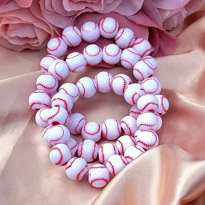 Pulsera elástica con cuentas de béisbol, accesorio para mamá deportiva, regalos atléticos, joyas de espíritu de equipo, deportes juveniles, ropa diaria para niños hecha a mano