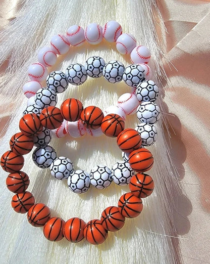 Pulsera elástica con cuentas de béisbol, accesorio para mamá deportiva, regalos atléticos, joyas de espíritu de equipo, deportes juveniles, ropa diaria para niños hecha a mano