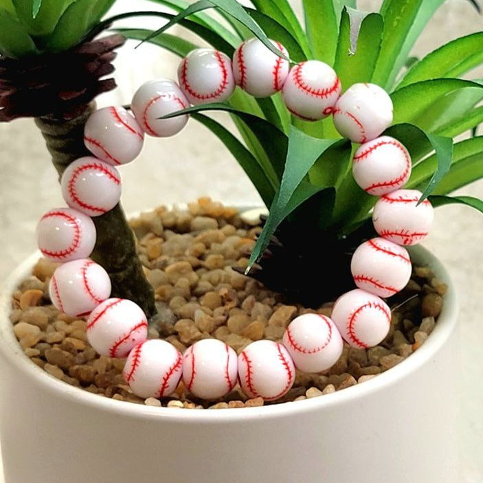 Pulsera elástica con cuentas de béisbol, accesorio para mamá deportiva, regalos atléticos, joyas de espíritu de equipo, deportes juveniles, ropa diaria para niños hecha a mano