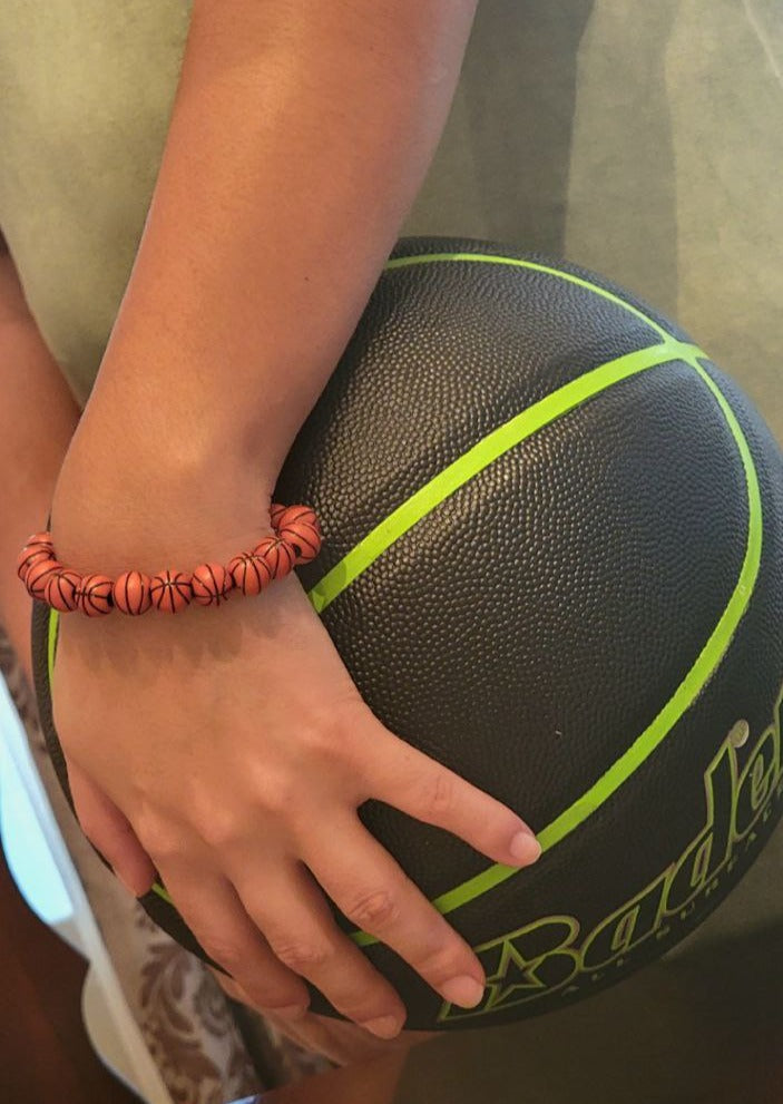 Pulsera con cuentas de baloncesto, accesorio para equipo deportivo, joyería atlética, accesorio elástico deportivo, pulsera impermeable, ropa cómoda para el día del juego