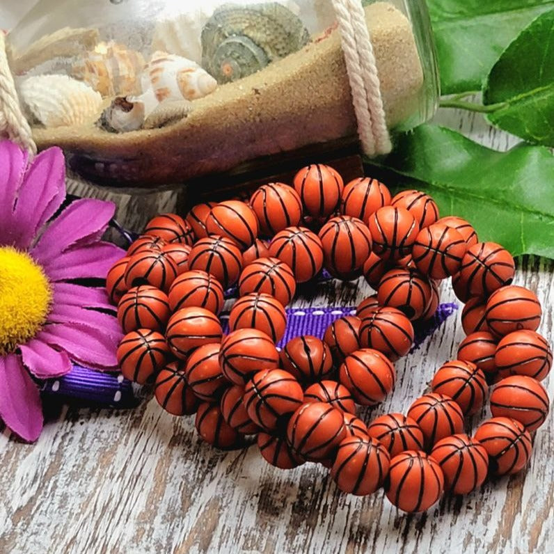 Pulsera con cuentas de baloncesto, accesorio para equipo deportivo, joyería atlética, accesorio elástico deportivo, pulsera impermeable, ropa cómoda para el día del juego