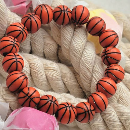 Pulsera con cuentas de baloncesto, accesorio para equipo deportivo, joyería atlética, accesorio elástico deportivo, pulsera impermeable, ropa cómoda para el día del juego