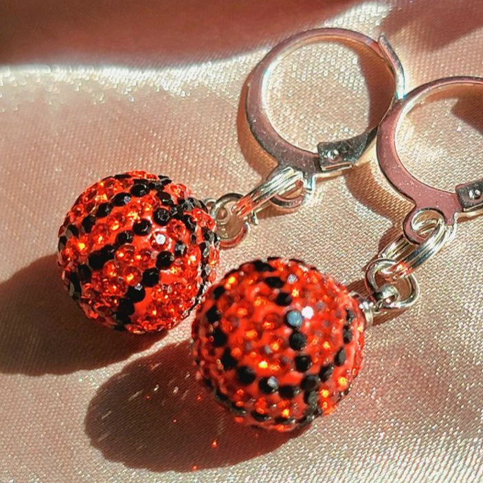 Fashionable Basketball Earrings, Sporty & Stylish Rhinestone Dangles, Sport Lover Jewelry