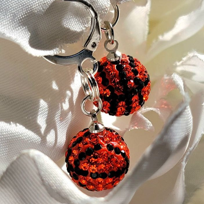 Fashionable Basketball Earrings, Sporty & Stylish Rhinestone Dangles, Sport Lover Jewelry