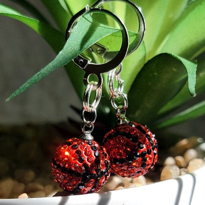 Fashionable Basketball Earrings, Sporty & Stylish Rhinestone Dangles, Sport Lover Jewelry