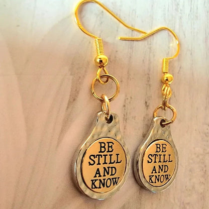 Be Still And Know Earrings, Motivating Words Dangle, Religious Milestone Celebration Gift