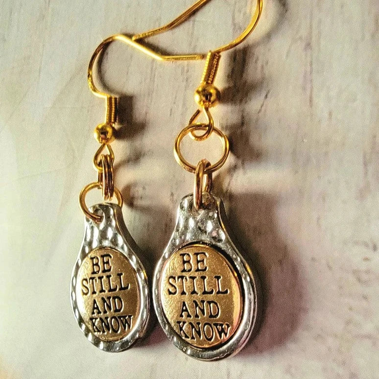 Be Still And Know Earrings, Motivating Words Dangle, Religious Milestone Celebration Gift