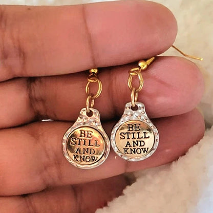 Be Still And Know Earrings, Motivating Words Dangle, Religious Milestone Celebration Gift