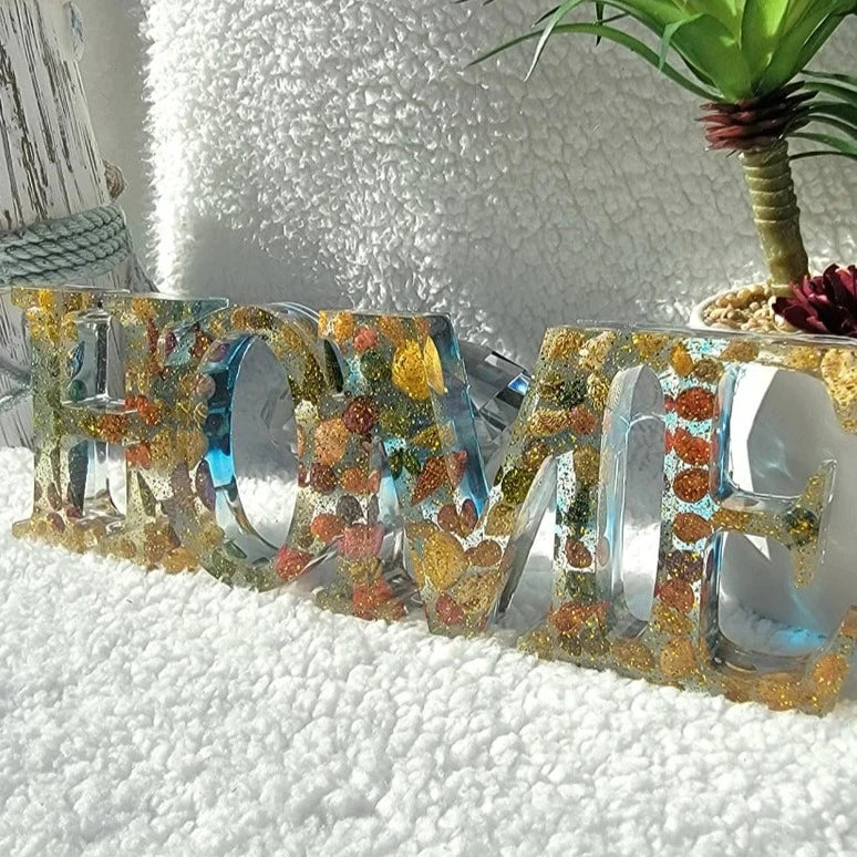 Beach Theme Resin Home Sign, Coastal Interior Design with real beach sand and sea shells