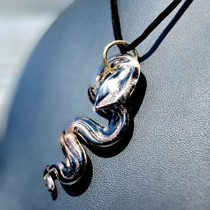 Elegant Glass Serpent Necklace, Snake Pendant, Dark Aesthetic Charm,