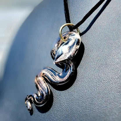 Elegant Glass Serpent Necklace, Snake Pendant, Dark Aesthetic Charm,