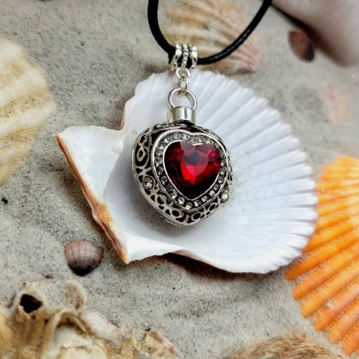 Blood-Red Heart Shaped Necklace, Elegant Queen of Hearts Charm