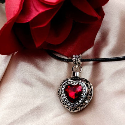 Blood-Red Heart Shaped Necklace, Elegant Queen of Hearts Charm