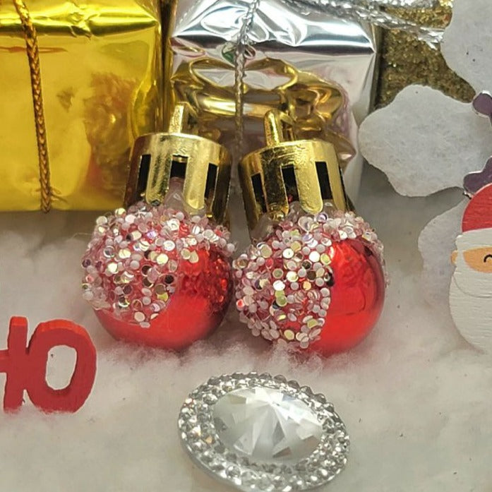 Classic Bright Red Christmas Ball Earring, Chic & Sophisticated Holiday Accessory