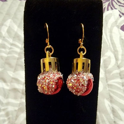 Classic Bright Red Christmas Ball Earring, Chic & Sophisticated Holiday Accessory