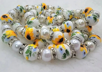 Bright Sunflower Porcelain Flower Bracelet