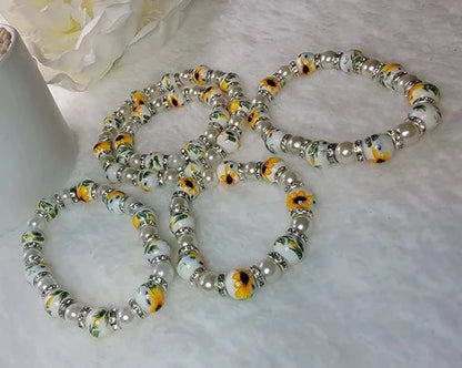 Bright Sunflower Porcelain Flower Bracelet