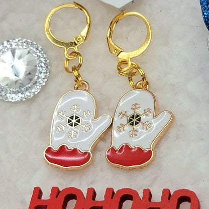 Accessoire de mitaine d’hiver chaud, cadeau de Noël unique pour elle, bijoux de vacances rouges et blancs, accent de fête de Noël, Noël fabriqué à la main