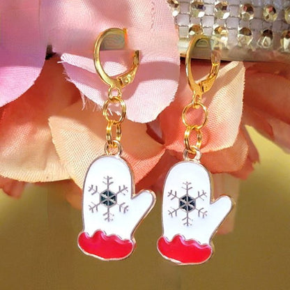 Warm Winter Mitten Earring, Unique Christmas Gift for Her, Red & White Holiday Dangle, Holiday Party Drop, Yuletide Cheer Accessory